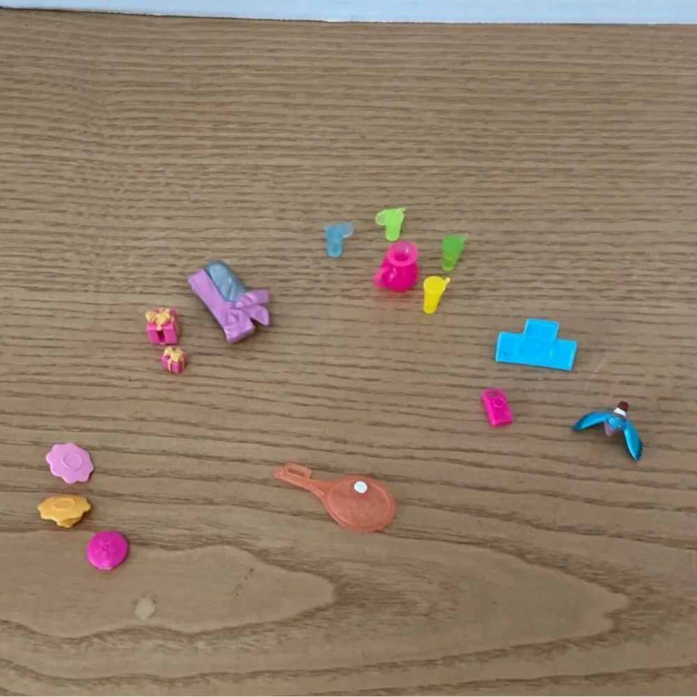 Vtg Polly Pocket Miniature Accessory Set Hangers Gifts Tennis Racket and More